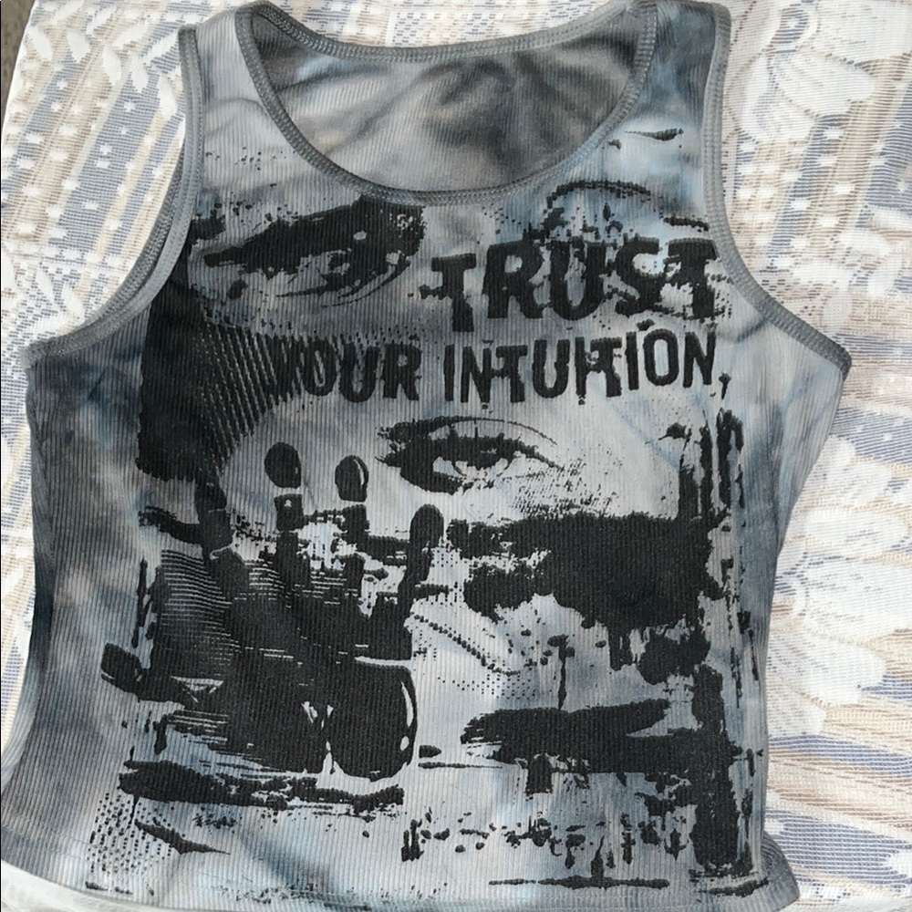 Graphic Tank Top with Trust Your Intuition Print